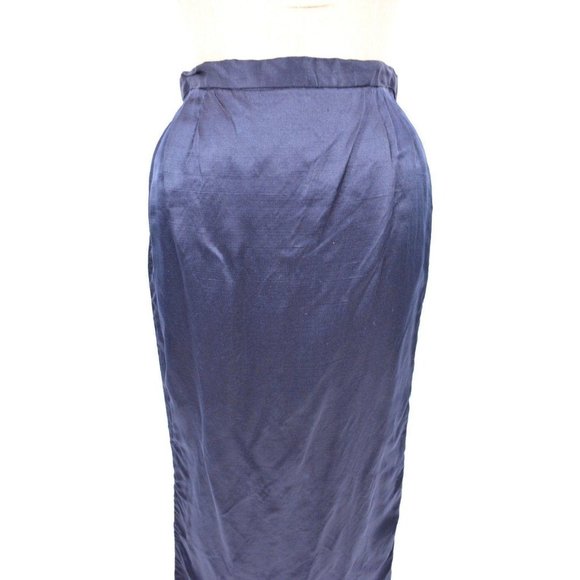 Vintage 1970s Satin Pencil Skirt 70s does 50s Black Long Skirt | W 26" - Picture 3 of 5